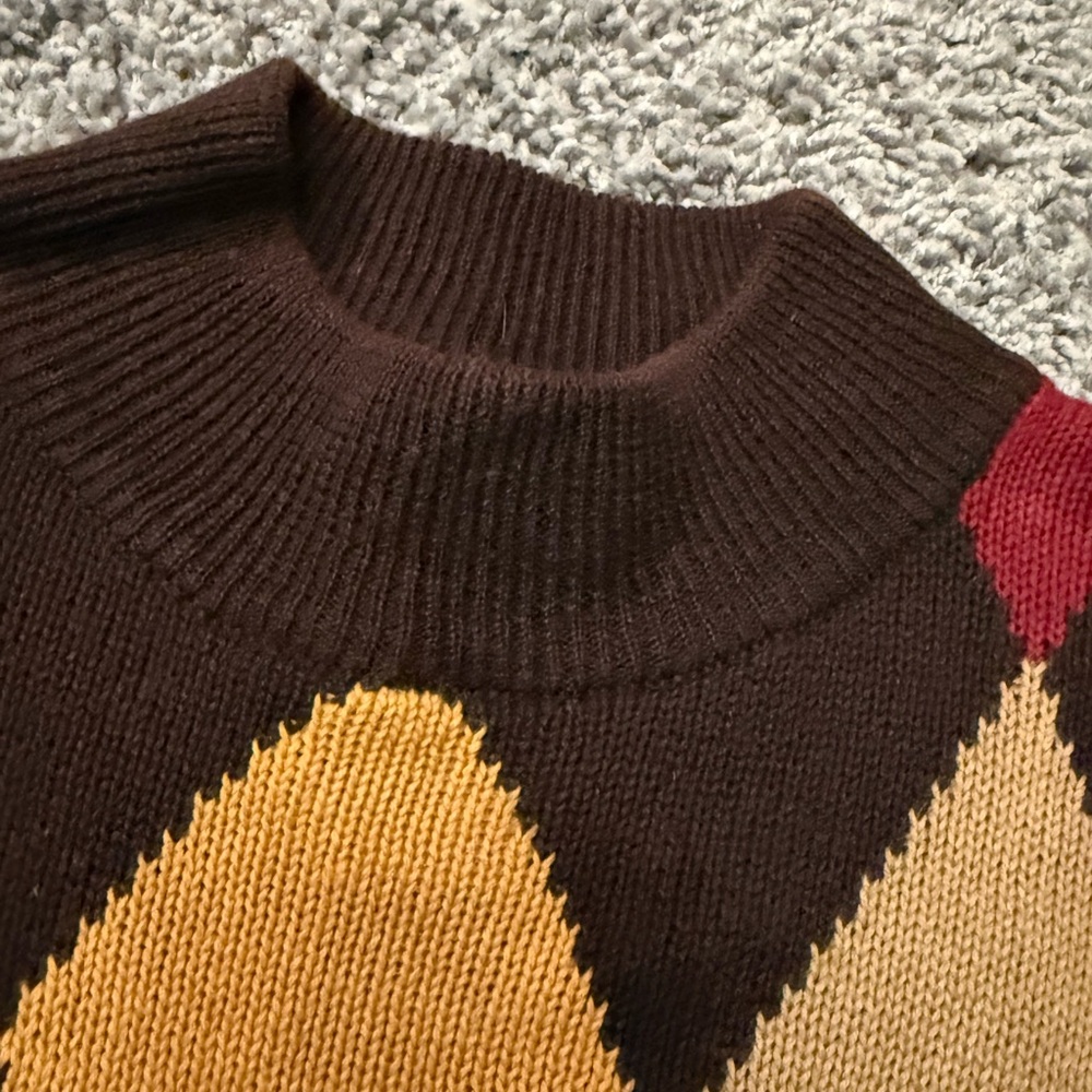 Worthington Vintage Mock neck Argyle Sweater - Picture 3 of 8